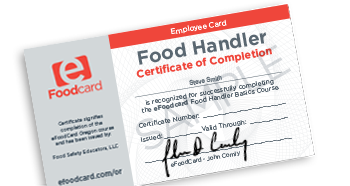 Food Handler Certificate of Completion