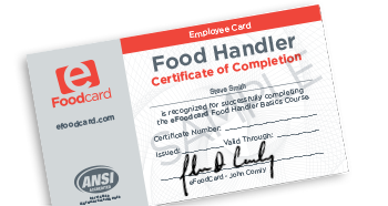 Food Handler Certificate of Completion